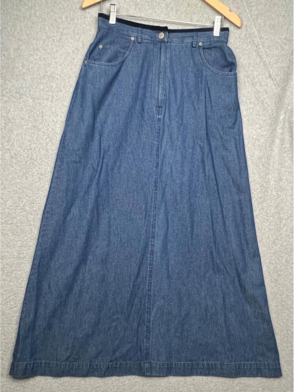 Susan Bristol Denim Maxi Skirt Womens 8 Modest Teacher Church Grannycore Folk